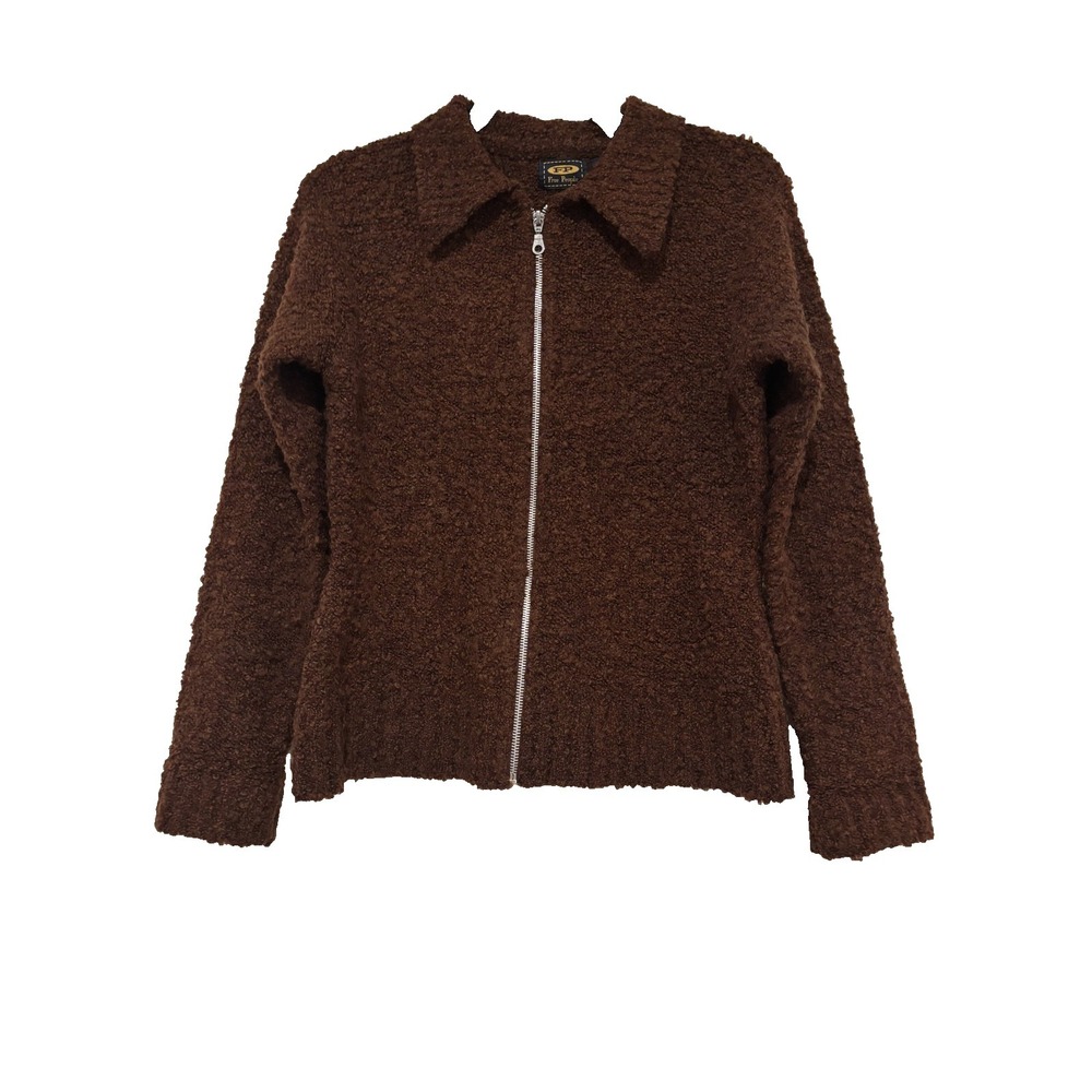 Free People sz‎ S wool blend brown zip up cardigan sweater DD